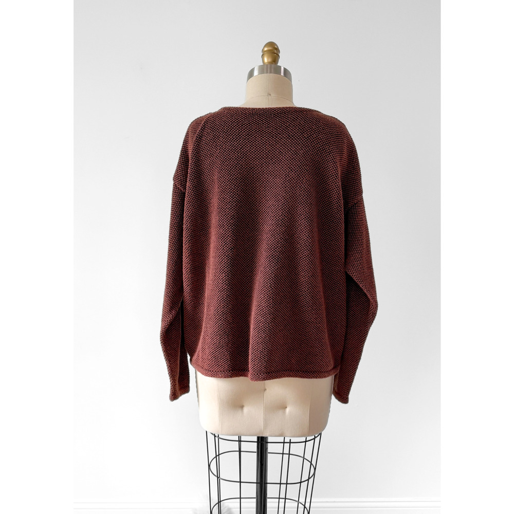 Chris Triola Rust Orange 100% Cotton Textured Hand Made Boatneck Pullover Top - Picture 9 of 9